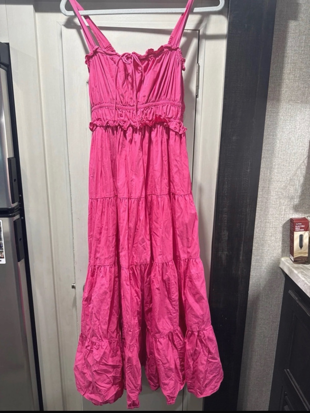J. Crew Hot Pink Tiered Maxi Dress